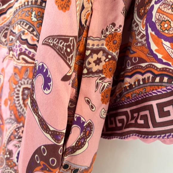 Cocoon by Randi Kristoffersen Pink Purple Paisley Pure Silk Caftan Robe - Picture 3 of 14